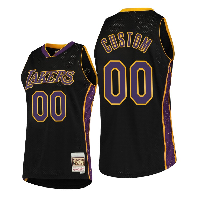 Men's Los Angeles Lakers Custom #00 NBA Rings Collection Hardwood Classics Black Basketball Jersey GXW1283IS